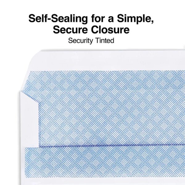 Staples Self-Sealing Security-Tint #10 Envelopes 4-1/8" x 9-1/2" Wht 500/BX - Image 3
